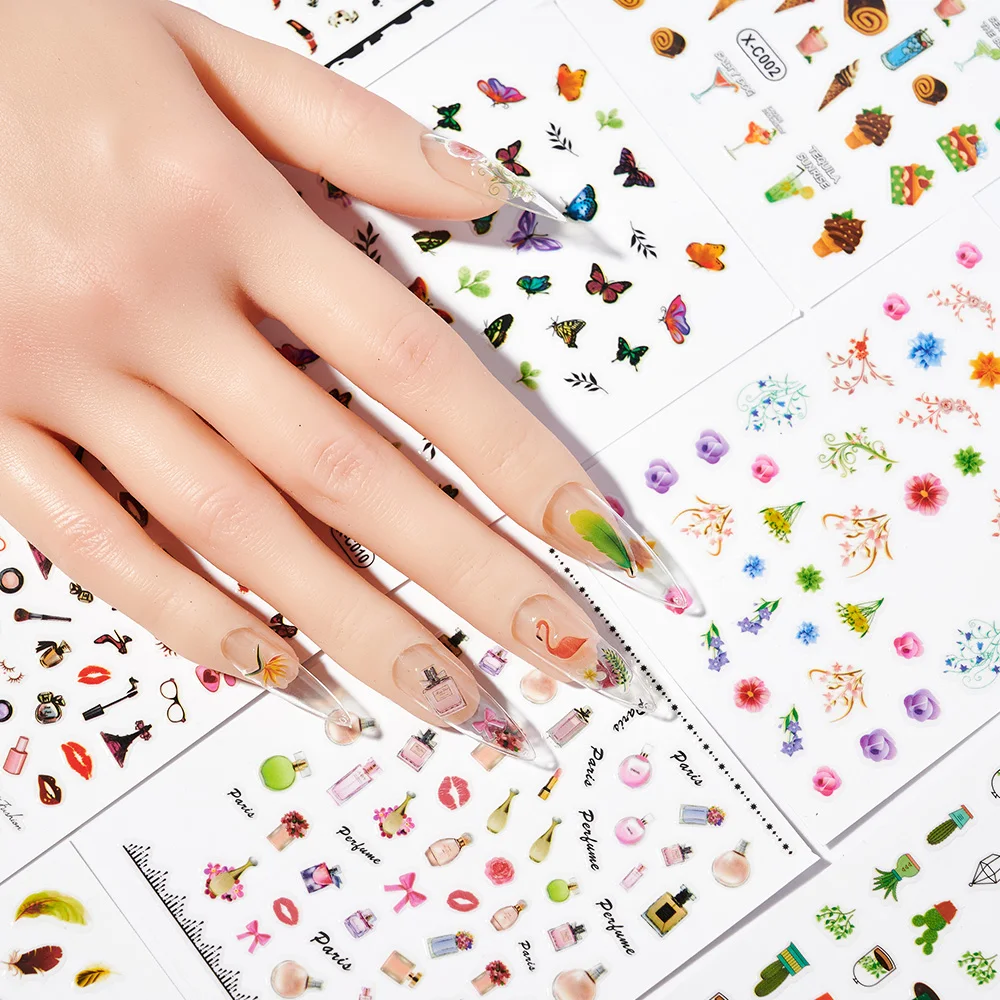 

Nail Sticker Perfume Bottle Leaf Floral Flamingo Nail Decals Adhesive Stickers Manicure Nail art Decorations Summer Sliders Foil