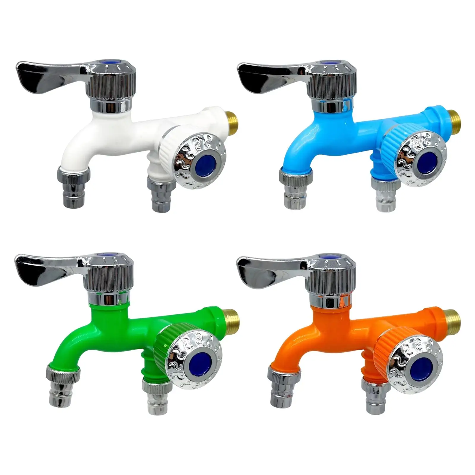 

Plastic Double Tap with Outlet Valve 1/2 inch Wide Application Professional Convenient ,Independent Outlets Opening Closing Tool