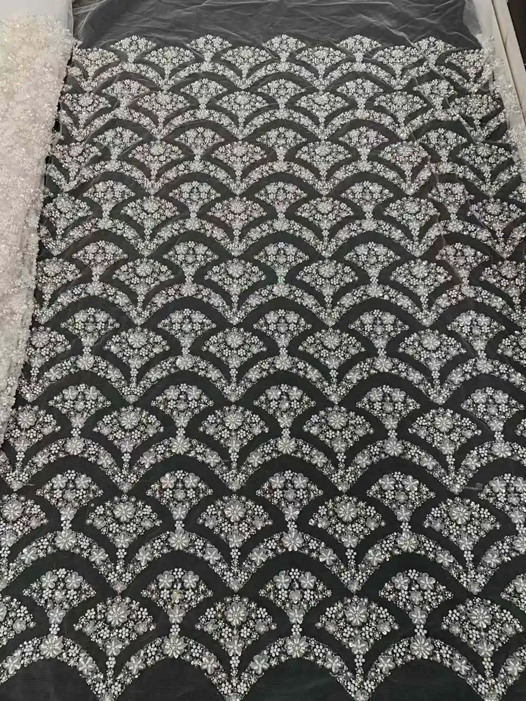 Модная французская тюлевая кружевная ткань с бисером 2024 высокое качество