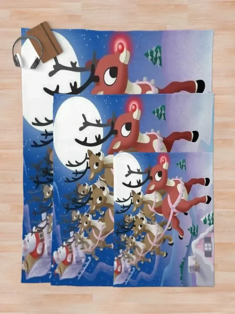 Одеяло RUDOLPH с оленями и надписью THE REDNOSE для декоративного дивана летние зимние