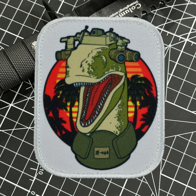 Тактическая нашивка с изображением ящерицы ночного видения на липучке принтом