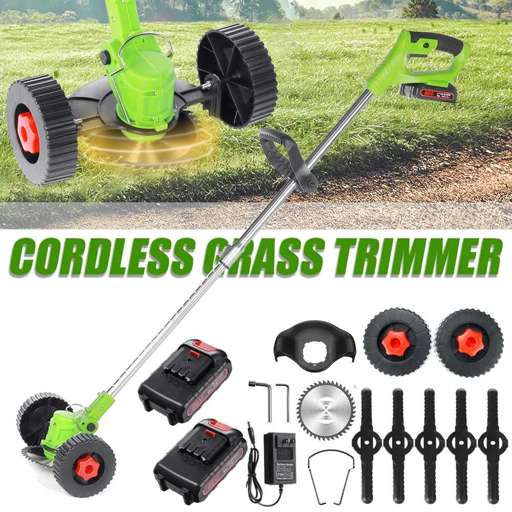 24V Electric Grass Trimmer Powerful Lawn Mower Weeds Brush Cutter Machine Length Adjustable Garden Tools With 22980mAh Battery