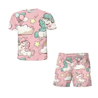 rainbow horse boys and girls clothing cute unicorn 3d cartoon pink t shirt for baby cozy short sleeves for kids 4 14 years old