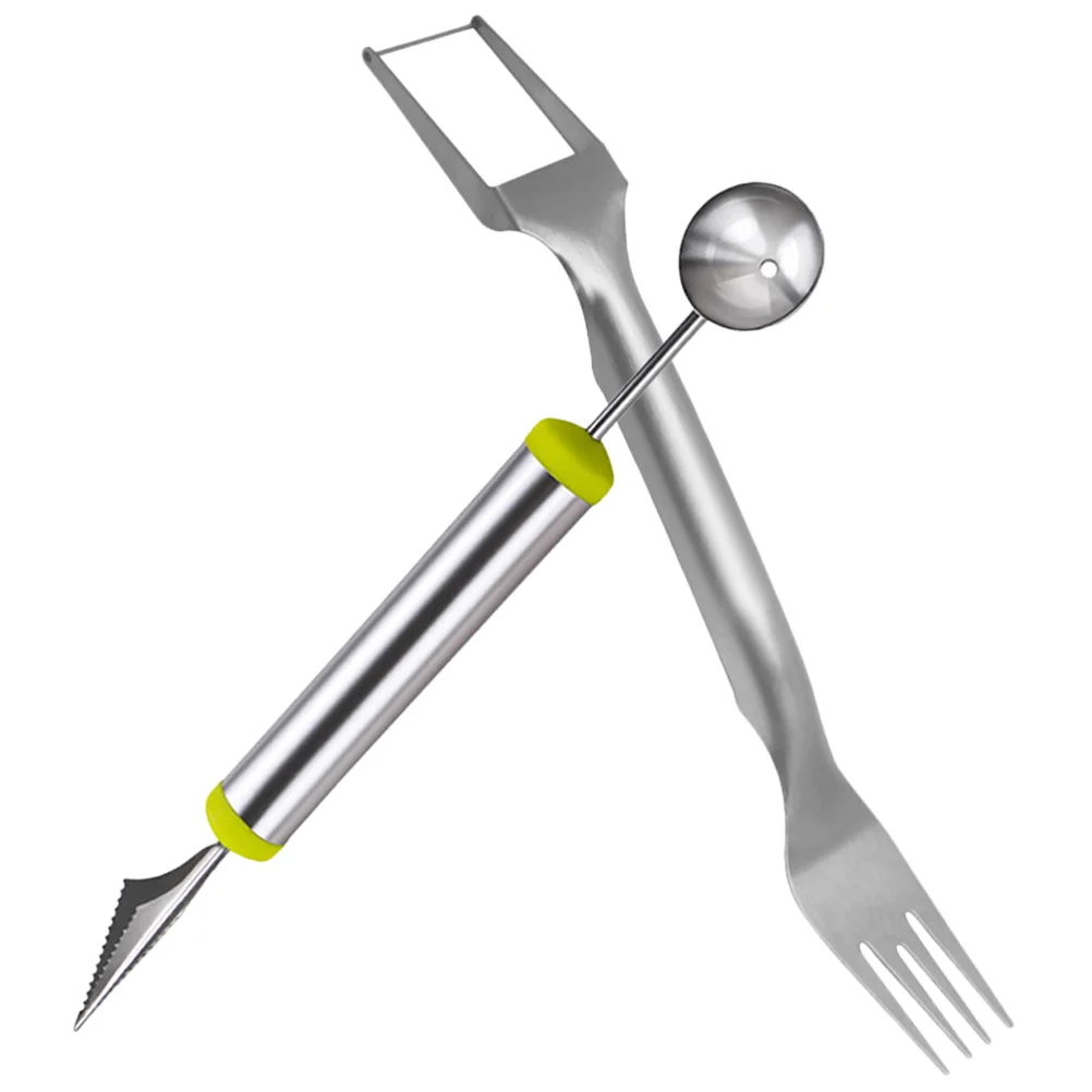 

1 Set Of Forks Tool Camping Stainless Steel Kitchen Fork Slicer Watermelon Slicer Watermelon Scoop Fruit Fork