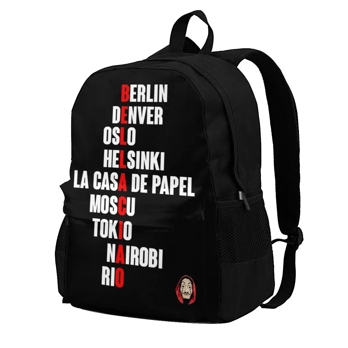

La Casa De Papel Backpacks Money Heist Polyester University Male Backpack Lightweight Fun Bags