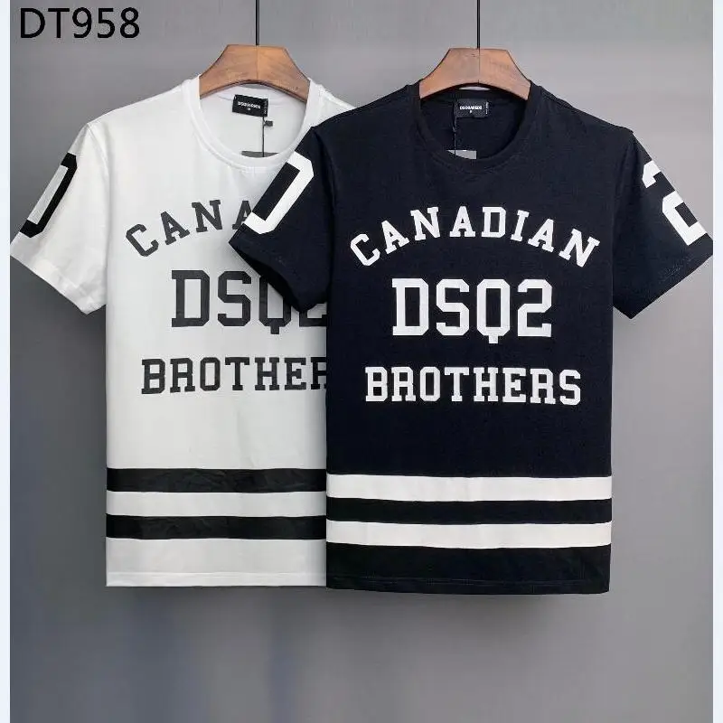 

2022 Dsquared2 хлопковая Повседневная рубашка с круглым вырезом и коротким рукавом с буквенным принтом DT958 #