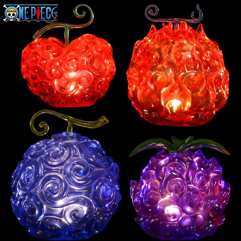 

4pcs/set Anime One Piece Glow Devil Fruit GK Rubber Dark Operation Flame-flame Fruit Pvc Action Model Toys Figure Collectible