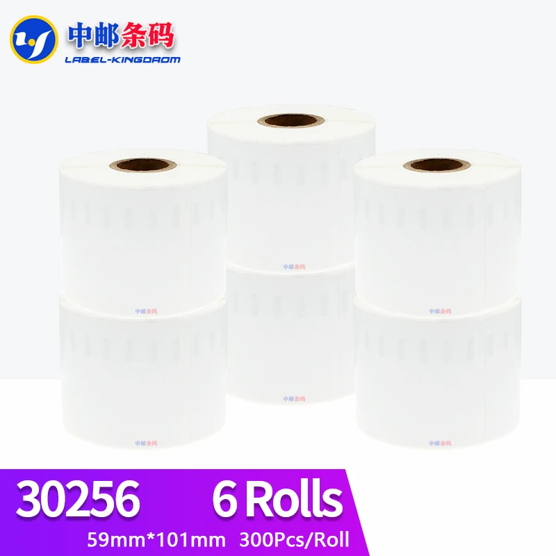 6 Rolls Dymo Compatible 30256 White Label 59mm*101mm 300Pcs/Roll Compatible for LabelWriter 450Turbo Printer Seiko SLP 440 450