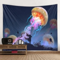 sea world jellyfish colorful design print tapestry home wall decor boho psychedelic hippie luxury mural