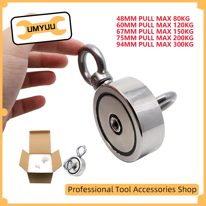 

Double Side Search Magnet Super Strong Neodymium Magnet Fishing Salvage Magnet Sea Fishing Holder Pulling Mounting Pot with Ring