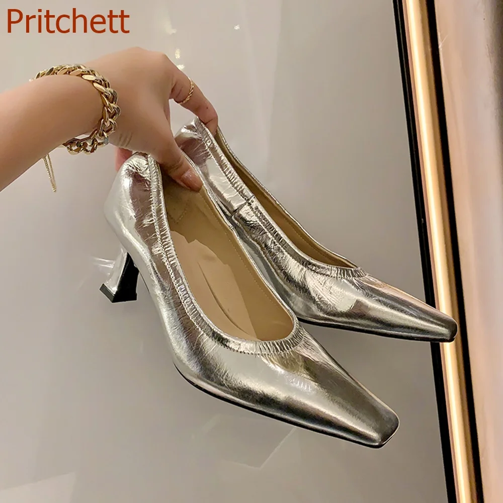 

Туфли-лодочки женские с квадратным носком, на толстом каблуке