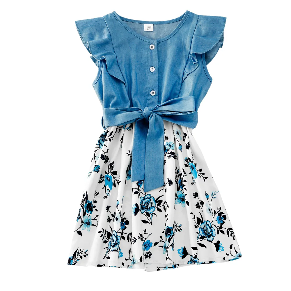 Хлопковая одежда для мамы и дочки детские комбинезоны семейный образ платье с