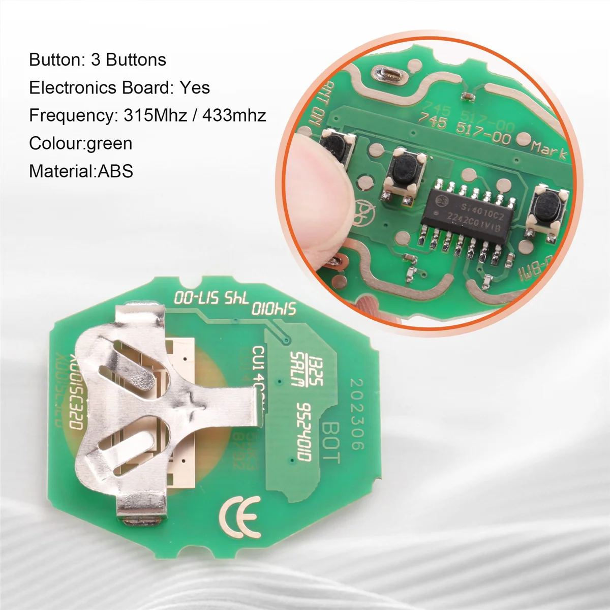 3-кнопочный пульт дистанционного управления для автомобильного ключа 315 МГц/43 Гц
