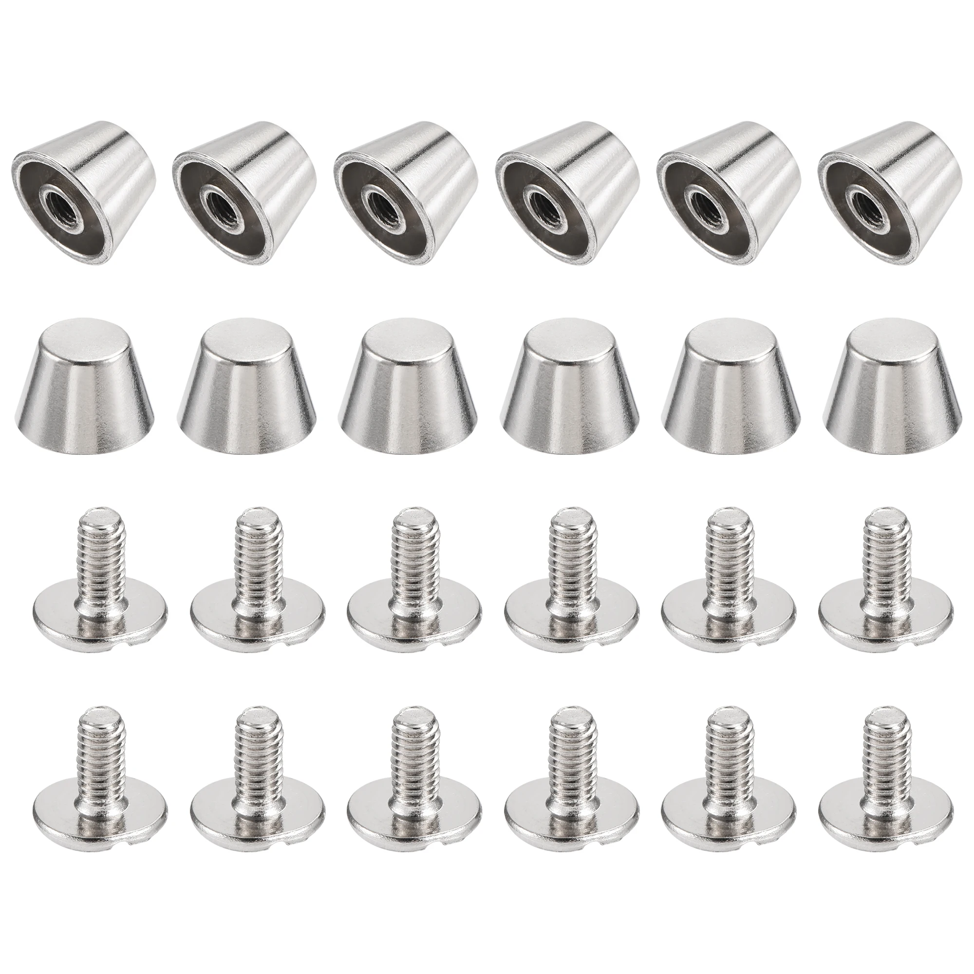 

Uxcell 10x7mm Rivet Studs Screw Back Flat Hollow Feet Stud Spike for Leather Craft DIY Silver Tone 12 Pcs