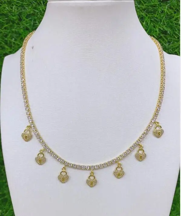 

1 шт. медный хрустальный кулон сердце любовь замок для ожерелья позолоченная цепочка CZ sdf34