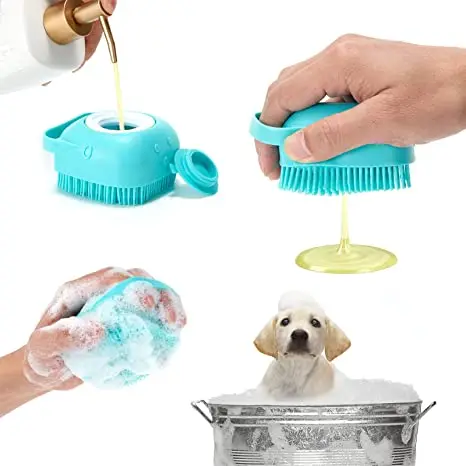 Ванная комната для собак. Мягкая безопасная щетка силиконовый гребень с шампунем для домашних животных. Аксессуары для кошек. Массажный инструмент для груминга и душа.