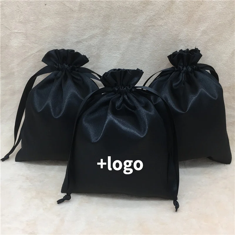 

Satin Gift Bags Packing Jewelry Cosmetic Lipstick Storage Bag Silk Drawstring Pouches Wedding Party Candy Sachets Print Logo 50P