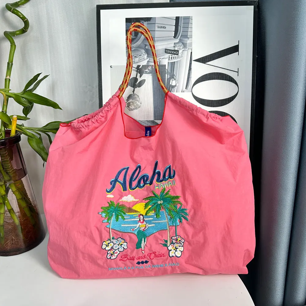 Гавайская вышитая искусственная вместительная сумка через плечо дизайнерская