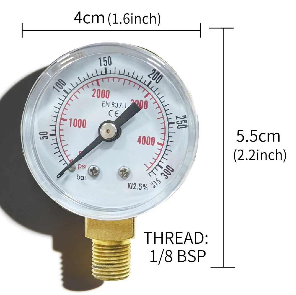 Фото Аксессуар FX Манометр с резьбой 1/8BSP KI2,5% Манометр HPA диаметром 4 см, два варианта: нижняя резьба и задняя часть сквозняков №3