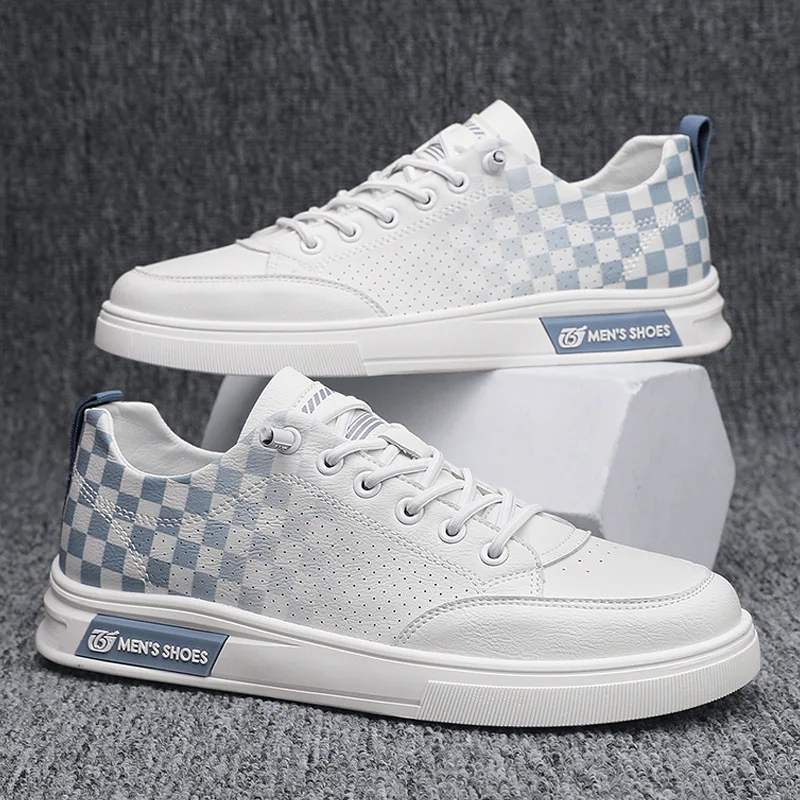 

2022 Spring and Summer New Men's Personality Plaid Shoes Comfortable Mesh Casual Sports Little White Shoes Men
