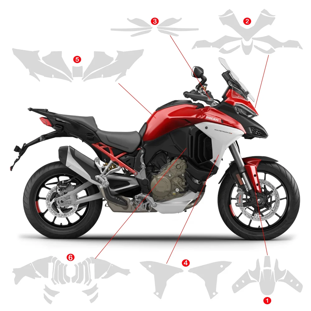 Фото Для Ducati MULTISTRADA V4/S мотоциклетная защитная пленка из ТПУ для краски PPF, защитный обтекатель против царапин Multistrada V4S 2021-2024 №2