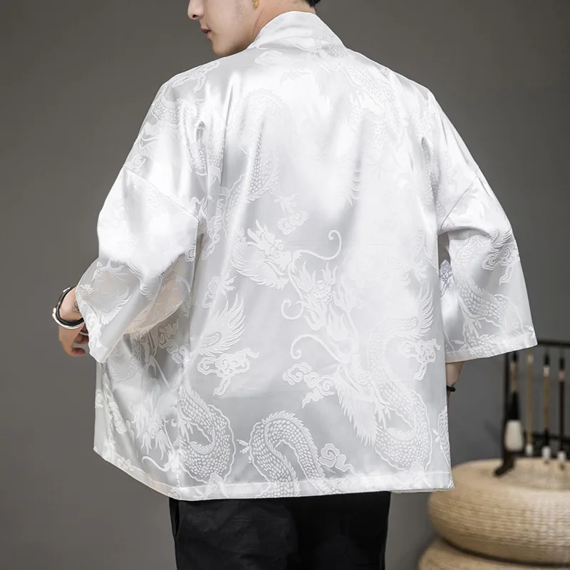 Кардиган мужской с принтом дракона Повседневная Свободная куртка одежда для