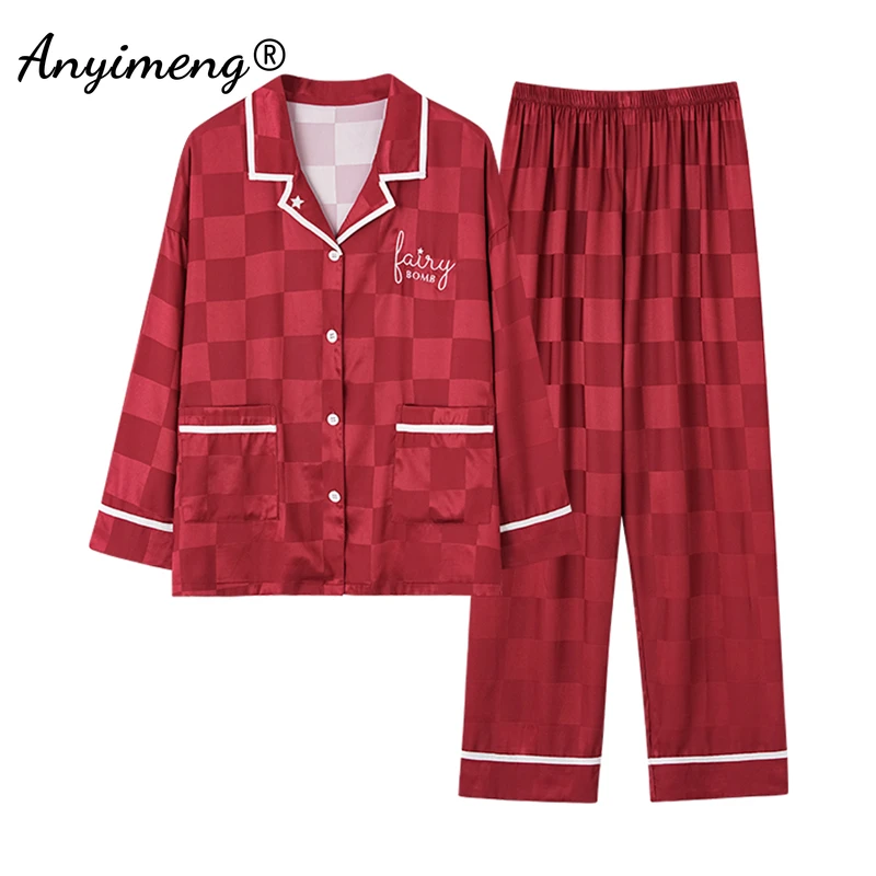 

Пижамы для мужчин и женщин, новинка 2023, весна-осень, Роскошная атласная Домашняя одежда, одежда для сна для пары, свадебные пижамы, Пижамный костюм со звездами