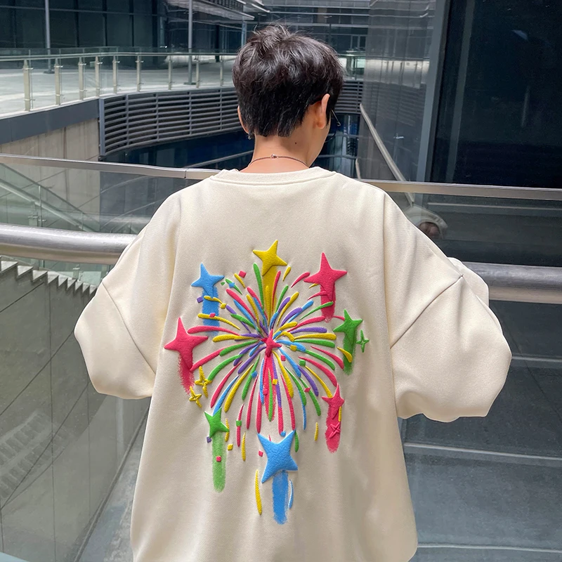 

New autumn 2023 Hong Kong style exterior large bubble print round neck sweater