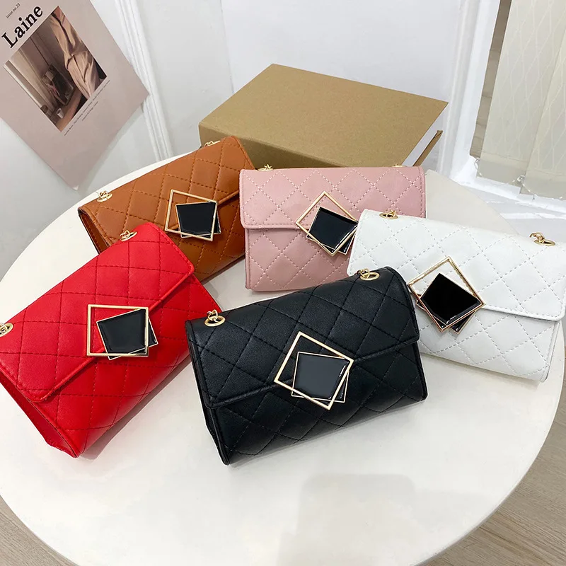 

2022 Women Small Bag Pu Leather Mini Square Chain Messenger Crossbody Phone Clutch