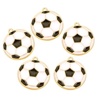 10pcs alloy enamel sport style soccer charms pendant accessories jewelry making earring necklace diy craft for gift friend