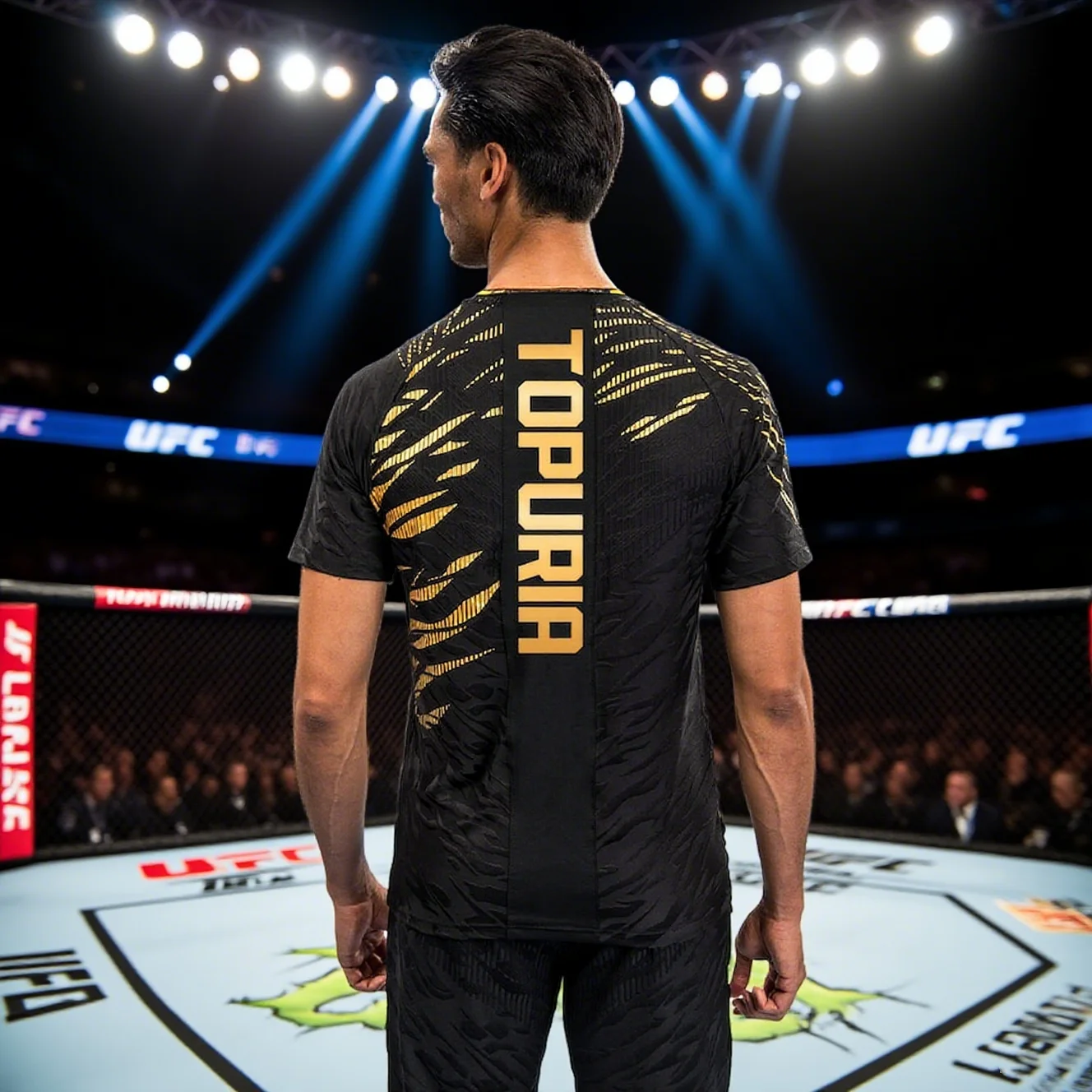 Фото Футболка для бокса UFC, новинка лета 2024, хит продаж, для любителей экстремальных видов спорта, с круглым вырезом, золотые, повседневные, быстросохнущие, короткие №1