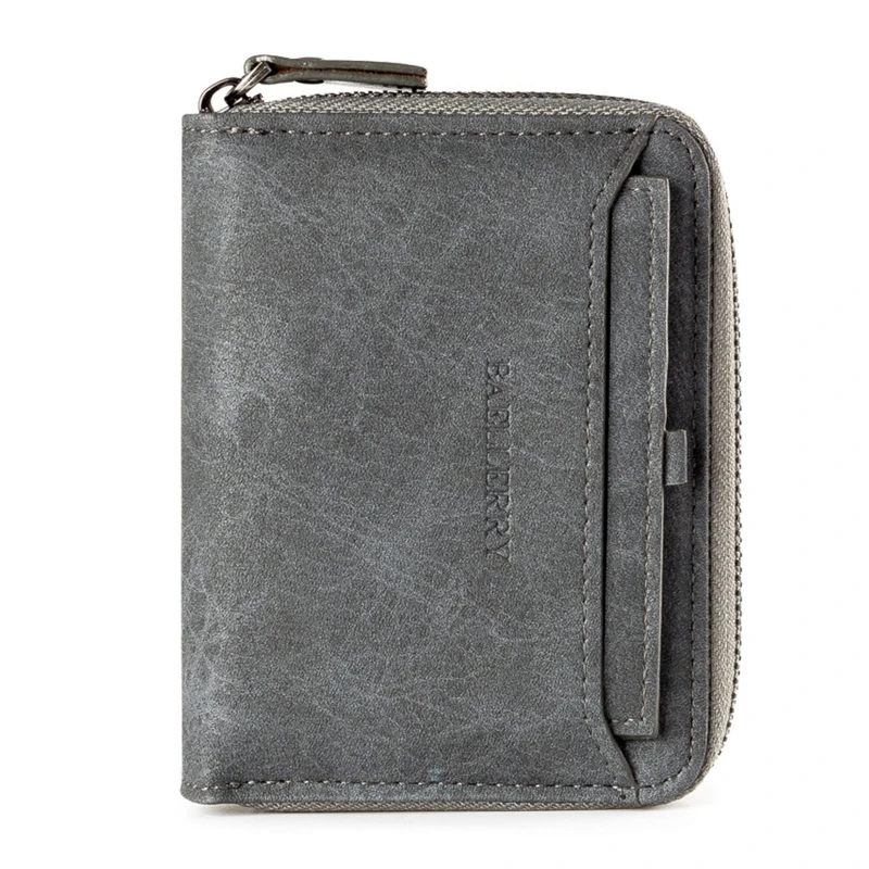 

Men Short Wallets Vintage Male Zipper Business Coin Purse PU Leather Wallet