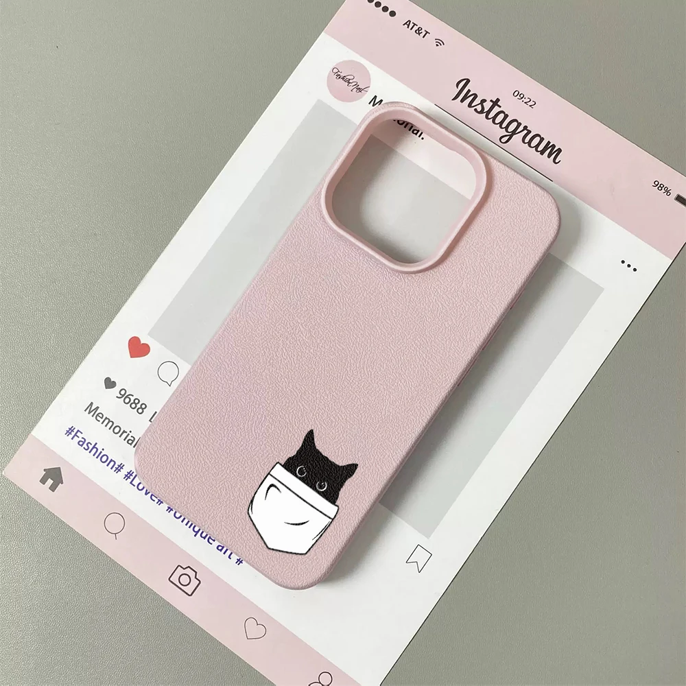 Фото Милый чехол для iPhone 11 12 13 14 15 16 17 Pro Max Plus Air с креативным дизайном в виде черной кошки, мягкий чехол-накладка из поликарбоната №5