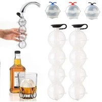 4 cavity ice ball maker diy whiskey ice cube maker for cocktai drink hockey summer bar party round ice maker mold kitchen tools