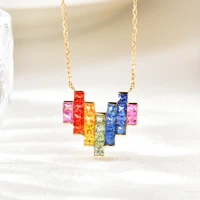 foydjew 2022 new trend candy rainbow tourmaline stone pendant necklaces luxury simple mosaic heart shaped necklace for girl