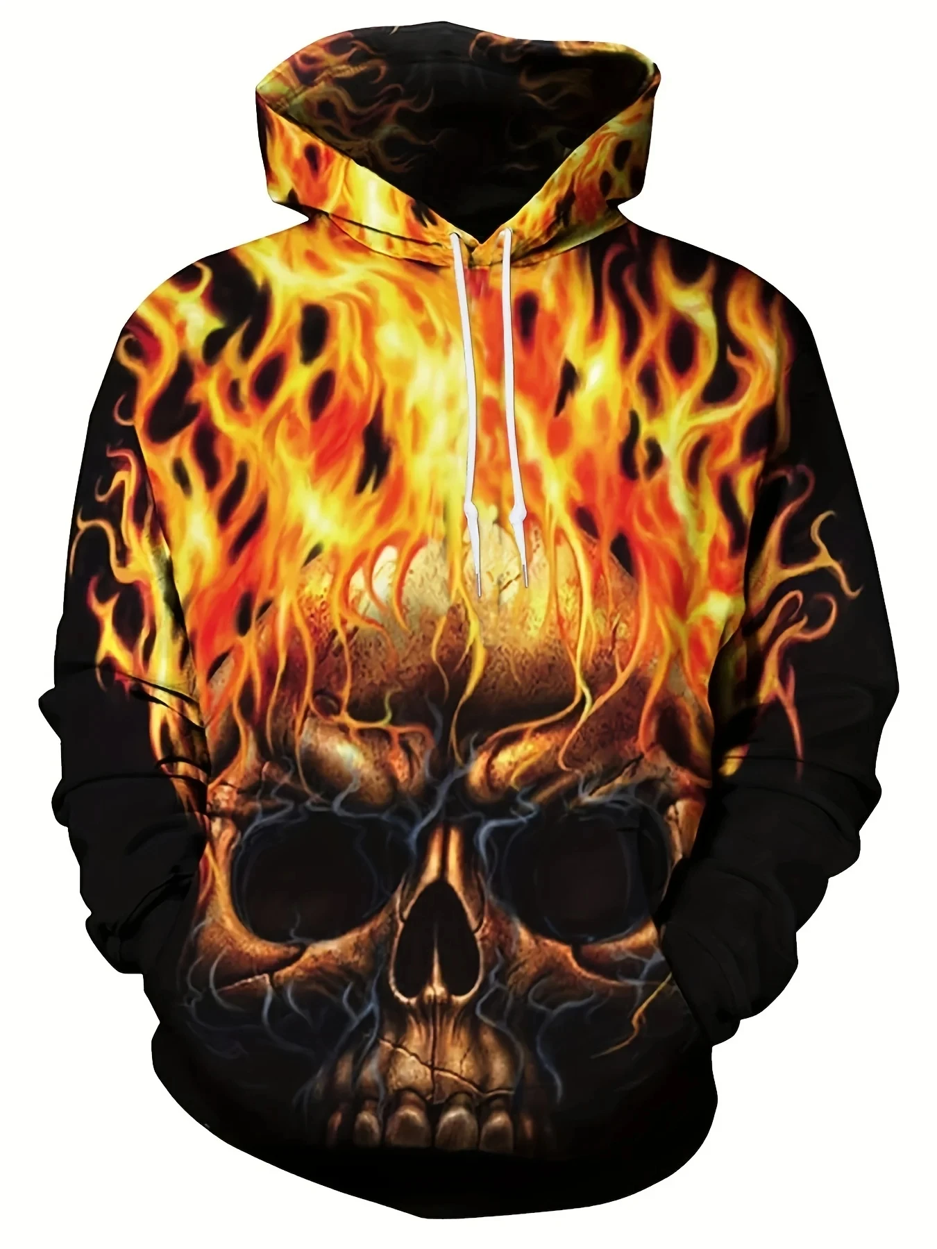 Мужская кофта с капюшоном 3D-принтом в виде черепа воротник удобная