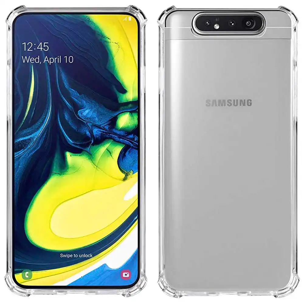 Clear TPU Case Cover for Samsung Galaxy A80 ShockProof Antishock Reinforced Edges Shock Resistant Protective Bumper | Мобильные