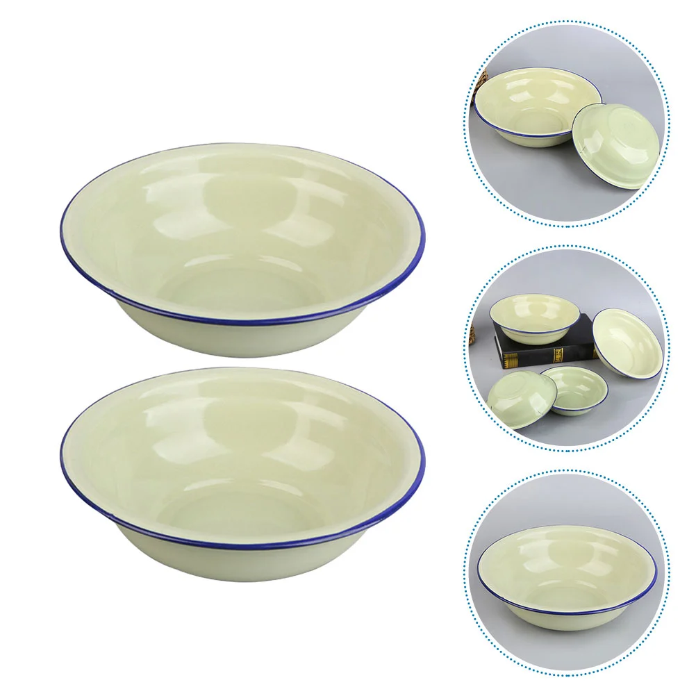 

2 Pcs Tapas Kitchen Soup Holder Basin Nibbles Vintage Enamel Bowl Small Snackels