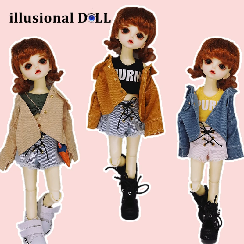

1/6 1/8 Slim bjd doll clothes for 6 8 point BJD Doll Cool Daily set coat vest shorts