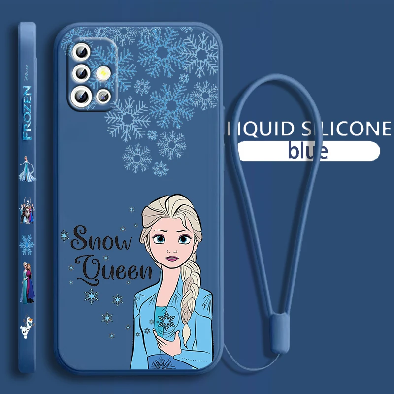 

Princess Elsa beautiful For Samsung Galaxy A71 A51 A81 A91 A41 A31 A21S A11 A01 A50 A30 A20S Liquid Left Rope Phone Case Fundas