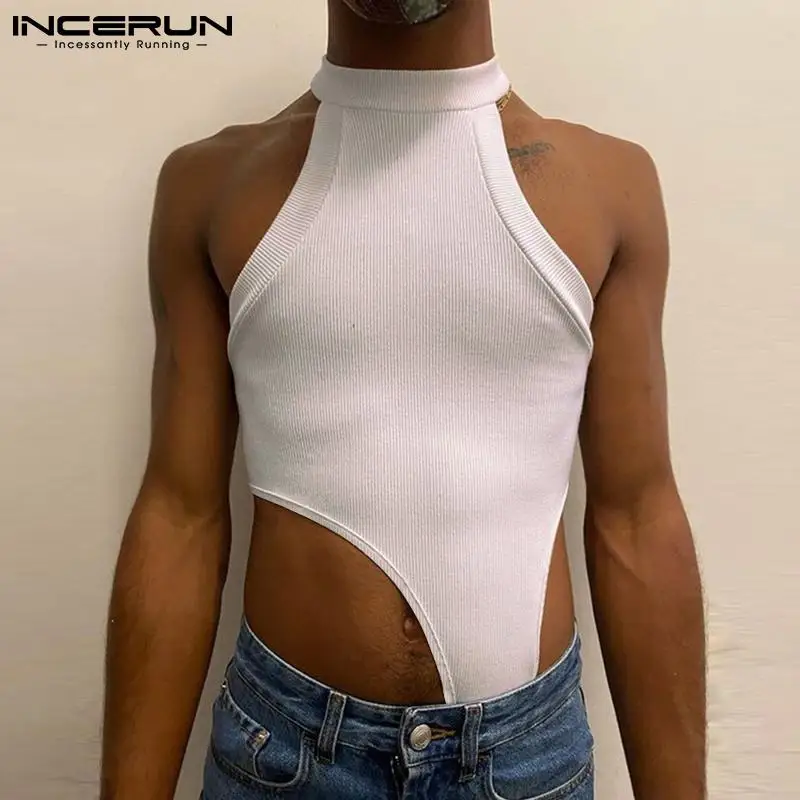 

Однотонный удобный новый мужской сексуальный модный жилет INCERUN стильный мужской без бретелек с вырезом на талии безрукавка женский топ 2022