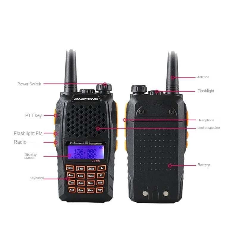 Baofeng Interphone Uv-6r Two-stage 5-watt with Display Screen 5-8km