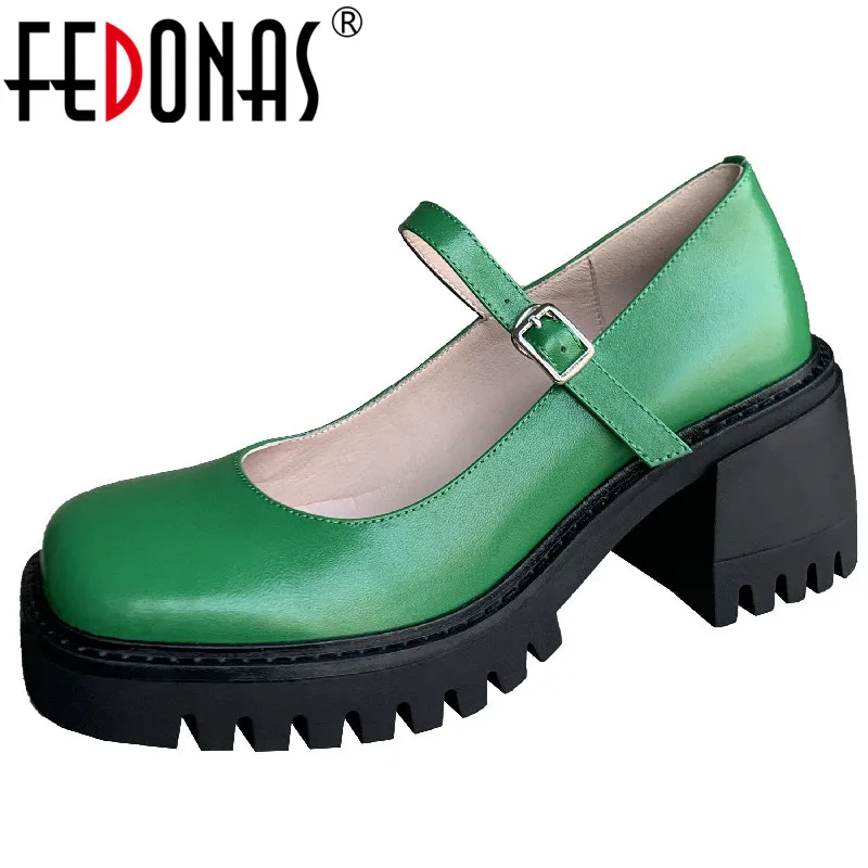 

FEDONAS/2023; Сезон весна-лето; Женские туфли-лодочки на платформе; Туфли Mary jane из натуральной кожи на толстом каблуке; Женские винтажные офисные вечерние туфли