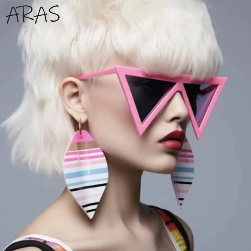 Большие треугольные солнцезащитные очки в стиле панк для женщин большая оправа