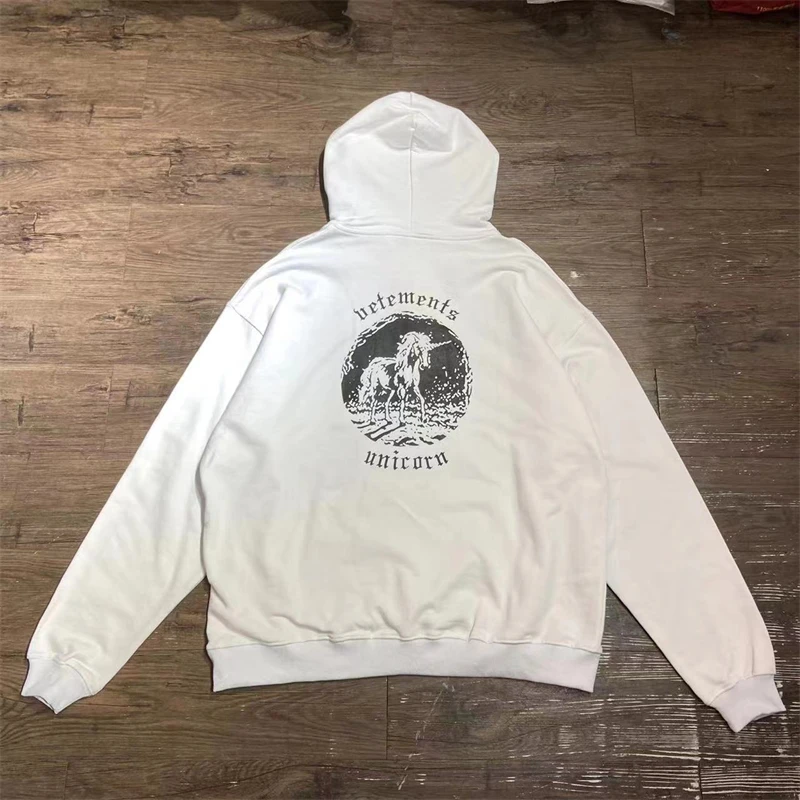 

New VTM Unicorn Vetements Men Women Hoodie 1:1 Best Quality Hooded Black White Pullover y2k