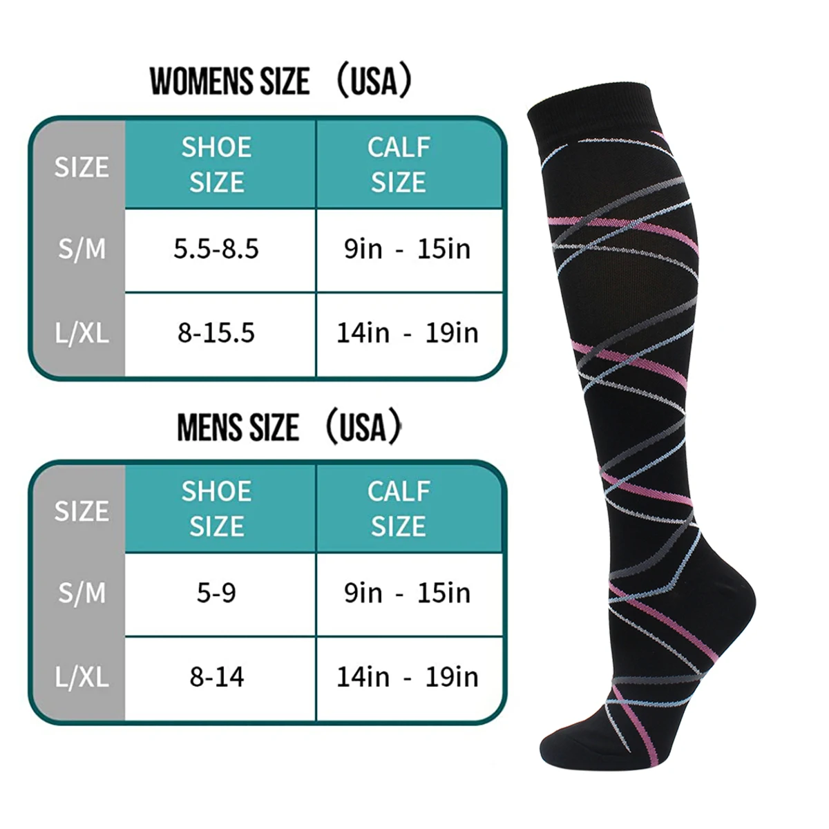 Wholesale 5 Pairs Compression Stockings Outdoor Sport Socks Edema Diabetes Varicose Veins Running Socks Men Women Gift Persent