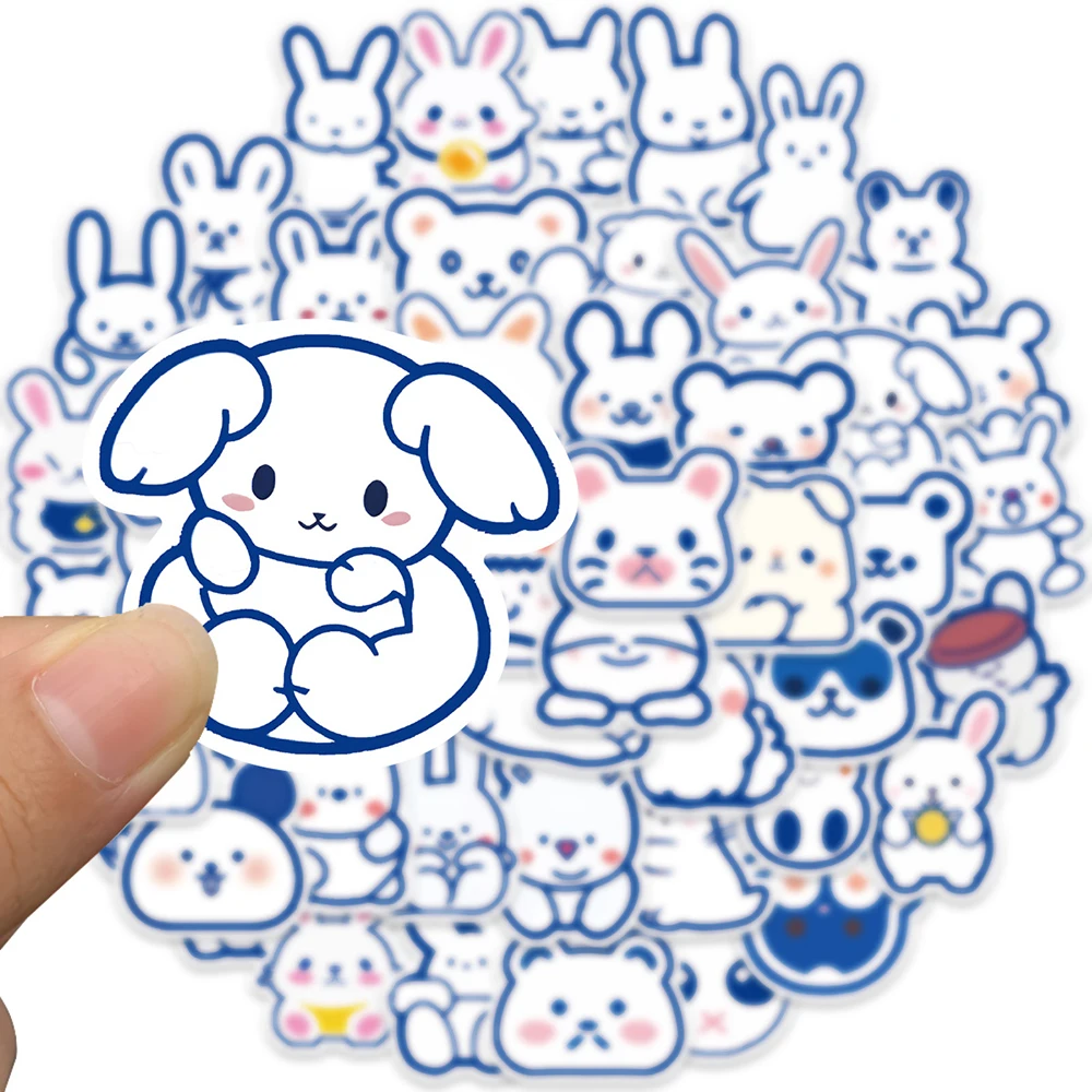 

50 Pcs Blue Line Animals ​Cartoon Anime Graffiti Sticker Phone Luggage Laptop Scrapbooking Guitar DIY Comics Sticker Party Gift