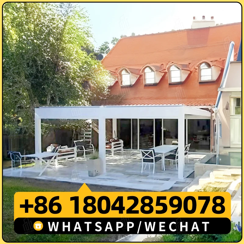 Современная уличная алюминиевая Жалюзийная беседка для сада железная Пергола