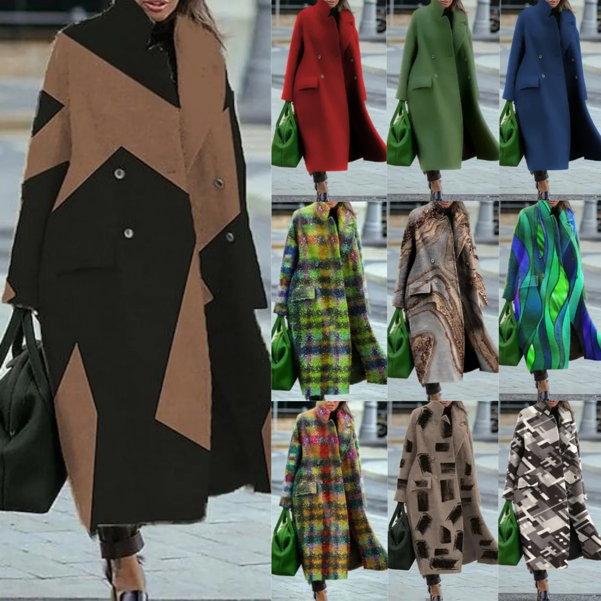 

Loose winter and autumn women's woolen coat