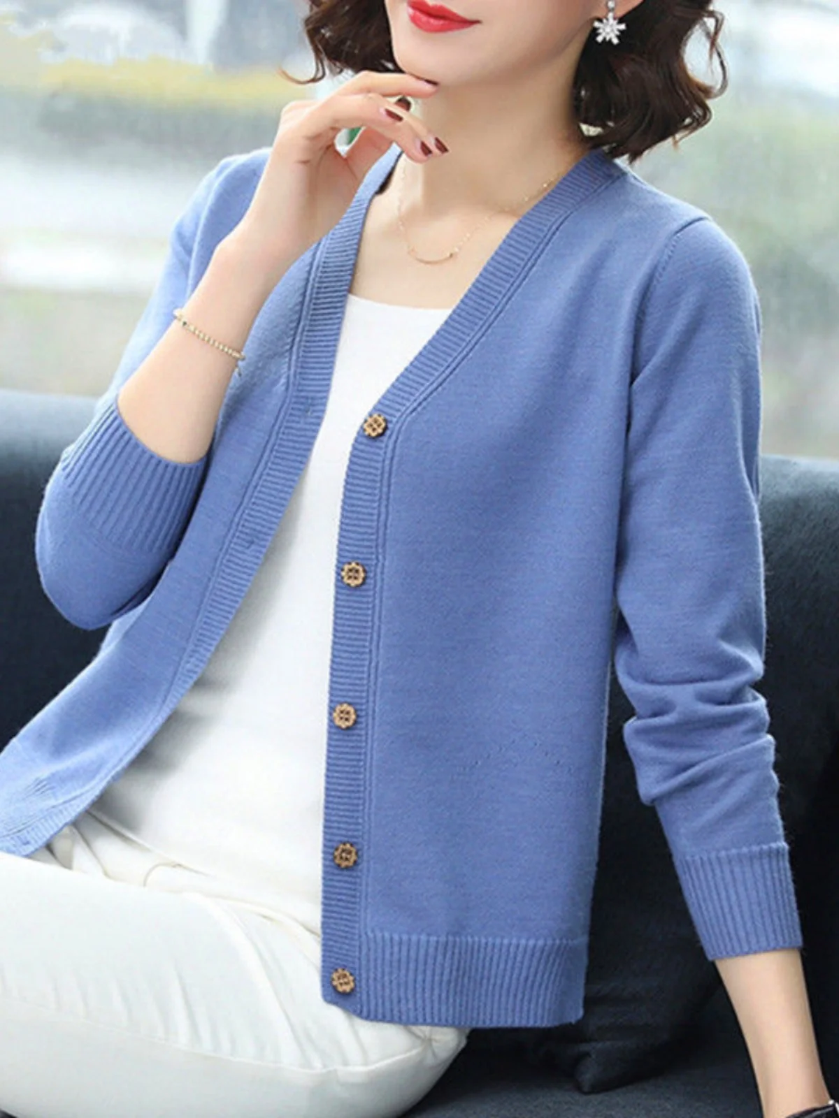 22 осенне-зимний новый кардиган с v-образным вырезом женский кашемировый свитер